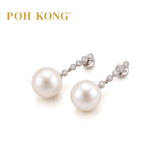 POH KONG 750/18K White Gold Elegance Pearl with Diamond Stud Earring