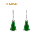 POH KONG 750/18K White Gold Dangle Jade Earrings with Diamond