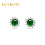 POH KONG 750/18K White Gold Floral Jade Earrings with Diamond