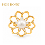 POH KONG 750/18K Yellow Gold Schoeffel Pearl Dahlia Ring with Diamond