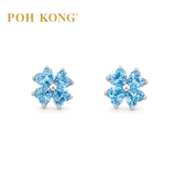 750/18k White Gold Sky Blue Topaz Blossom Earring