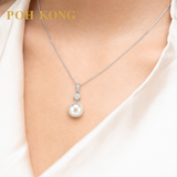 POH KONG 750/18K White Gold Pearl Grace with Diamond Pendant