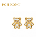 POH KONG 916/22K Yellow Gold Mother Of Pearl Bear Stud Earrings
