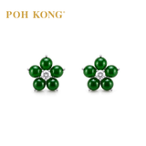POH KONG 750/18K White Gold Bloom Jade Earrings with Diamond