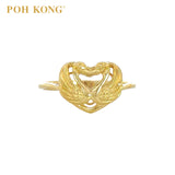 POH KONG 916/22K Yellow Gold Happy Love Double Swam Heart Ring