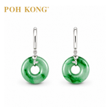 POH KONG 750/18K White Gold Hoop Jade Earrings with Diamond