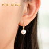 POH KONG 750/18K Yellow Gold Pearl with Diamond Clip Earring