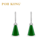POH KONG 750/18K White Gold Dangle Jade Earrings with Diamond