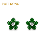 POH KONG 750/18K White Gold Bloom Jade Earrings with Diamond