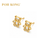 POH KONG 916/22K Yellow Gold Mother Of Pearl Bear Stud Earrings