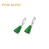 POH KONG 750/18K White Gold Dangle Jade Earrings with Diamond