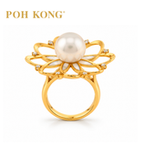 POH KONG 750/18K Yellow Gold Schoeffel Pearl Dahlia Ring with Diamond