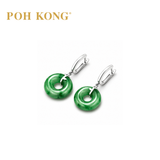 POH KONG 750/18K White Gold Hoop Jade Earrings with Diamond