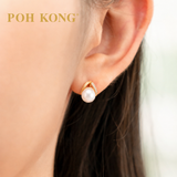 POH KONG 750/18K Rose Gold Pearl Embrace with Diamond Stud Earring