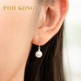 POH KONG 750/18K White Gold with Classic Pearl Hook Earring