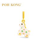 POH KONG 916/22K Yellow Gold White Enamel Horse Pendant