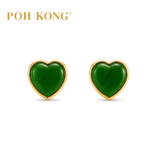 POH KONG 835/20K Yellow Gold Heart Jade Earrings