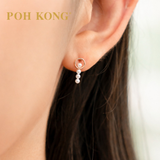 POH KONG 750/18K Rose Gold Orbital Drop Pearl Stud Earrings