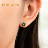 POH KONG 750/18K White Gold Bloom Jade Earrings with Diamond