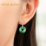 POH KONG 750/18K White Gold Hoop Jade Earrings with Diamond