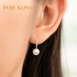 POH KONG 750/18K White Gold Elegance Pearl with Diamond Clip Earring