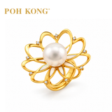 POH KONG 750/18K Yellow Gold Schoeffel Pearl Dahlia Ring with Diamond