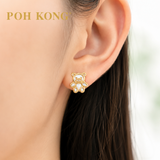 POH KONG 916/22K Yellow Gold Mother Of Pearl Bear Stud Earrings