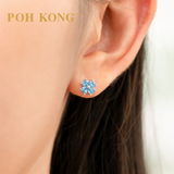 750/18k White Gold Sky Blue Topaz Blossom Earring