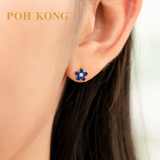 750/18k White Gold Blue Sapphire Aurora with Diamond Earring