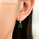 POH KONG 750/18K White Gold Dangle Jade Earrings with Diamond