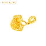 POH KONG 916/22K Yellow Gold Semicircle Shopper Bag With Flower Pendant