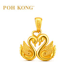 POH KONG 916/22 Gold Happy Love Swans Pendant