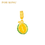 POH KONG 916/22K Yellow Gold Anggun Half Green Durian Pendant