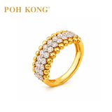 POH KONG 750/18K Yellow Gold & Rose Gold Beaded Circle with Diamond Ring