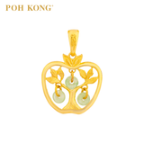 POH KONG Yellow Gold 916/22K Auspicious Prosperous Serenity Jade Pendant