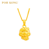 POH KONG 999/24K Yellow Gold 3D Zodiac Snake With Heart and Ribbon Pendant