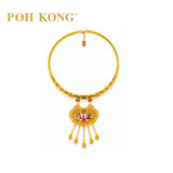 POH KONG 999/24K Yellow Gold Auspicious With Mother Of Pearl Necklace