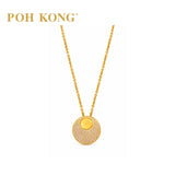 Poh Kong 750/18K Yellow Gold Round Pendant With Diamond Necklace