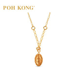 POH KONG 585/14K Yellow Gold and Rose Gold Oval Lattice Pendant with Chain