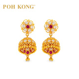 POH KONG 916/22K Royal Blossom Jhumka Gold Earrings