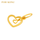 916/22K Yellow Gold Double Hearts Mini Pendant