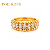 POH KONG 750/18K Yellow Gold & Rose Gold Beaded Circle with Diamond Ring