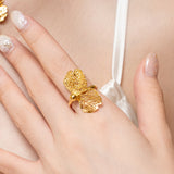 Poh Kong 916/22k Gold Tranz Corallia Ring