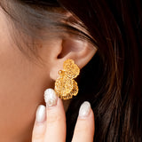 Poh Kong 916/22k Gold Tranz Corallia Earrings