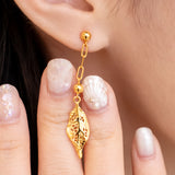 Poh Kong 916/22k Gold Tranz Whisperleaf Earrings