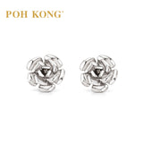 POH KONG 375/9K White Gold Rose Stud Earrings