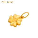 Poh Kong 916/22K Gold Carved Lucky Clover Pendant