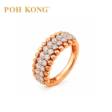 POH KONG 750/18K Yellow Gold & Rose Gold Beaded Circle with Diamond Ring