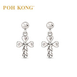 POH KONG 375/9K White Gold Cross Stud Earrings