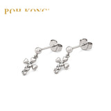POH KONG 375/9K White Gold Cross Stud Earrings